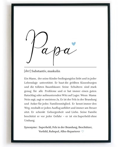 4one Pictures Papa Definition Bild – Geschenk Vater zum Geburtstag, Weihnachten, Vatertag, Vatertagsgeschenk, Poster Geschenkidee