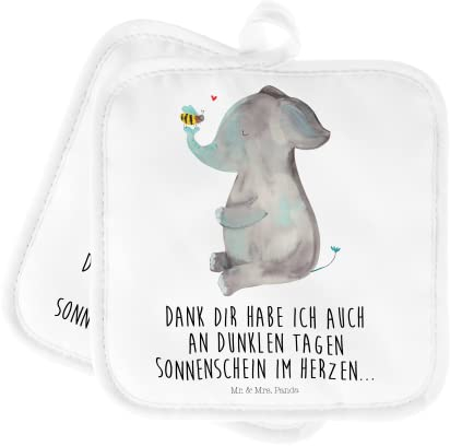 Mr. & Mrs. Panda Topfuntersetzer Elefant Biene - Geschenk, Ofenhandschuh, Liebesbeweis, Tiere, Topflappen lustig, Gute Laune, Hochzeitsgeschenk,