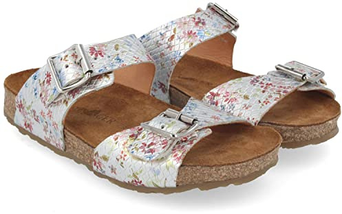 HAFLINGER Bio Andrea Leder Pantolette Sandale Silber (1382), Gr 35
