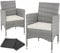 tectake® 2er Set Gartenstuhl aus Polyrattan, Gartenmöbel Set mit 2 Sessel, Outdoor Rattansessel inklusive Sitzpolster und 2 Bezugssets, rostfreie Edelstahlschrauben, pflegeleicht - hellgrau/Creme