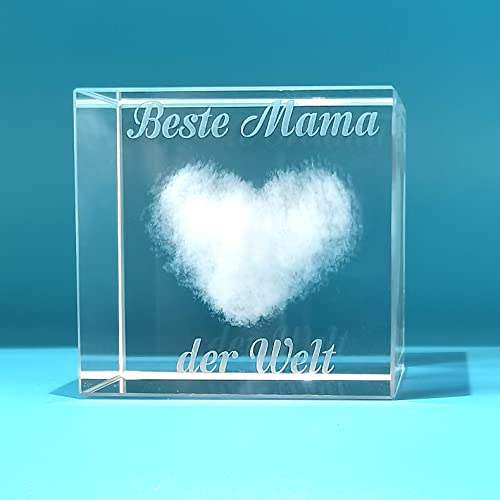 Luteney 3D Glas Kristall Geschenke für Mama mit Gravur-Beste Mama der Welt Geschenk,Muttertagsgeschenk Glas Kristall mit Gravur für Mama,Geburtstagsgeschenk, Mama