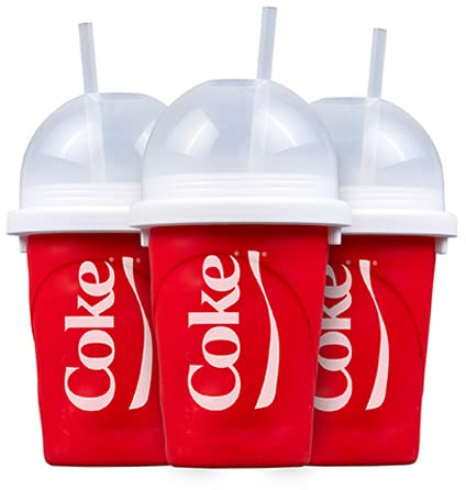 Magic Freez Slushy Maker – Tragbarer Slushy Becher aus Silikon mit 2-in-1 Strohhalm und Löffel – Slush Ice Maker für erfrischende Slushies – Slushi Cup zum Slush Eis selbermachen – 370ml