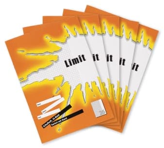 Limit Schulheft A4, 16 Blatt, Lineatur 26, kariert mit Rand, 5 Stück