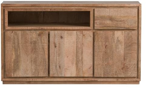 Woodkings Blackdale Sideboard Wohnzimmer | Mango Holz Massiv | 140 x 80 x 43 cm | Rustikale Kommode mit Schubladen & Türen