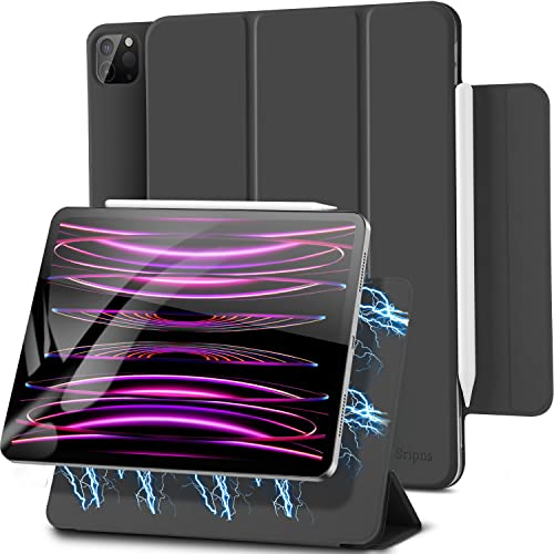 Sripns Magnetische Hülle für iPad Air 13 Zoll M3/M2 (2025/2024) und iPad Pro 12.9 Zoll (2022/2021/2020, 6./5./4.Gen), Ultra Schlank Schutzhülle mit Trifold Ständer und Auto Schlaf/Wach - Schwarz