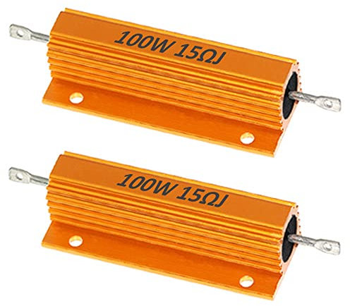 ETOPARS 2 Stk 100W 15 Ohm 5% Aluminium Gehäuse Drahtwiderstand Lastwiderstände Gewindebohrer Widerstand Chassis Montage Wirewound Goldene Gehäusewiderstand