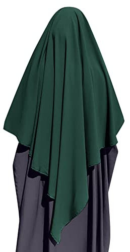 Odizli Kopftuch Damen Hijab Jersey Khimar Muslimisch Islamische Dubai Middle East Schal Scarf Halstuch Untertuch Frauen Sommer Herbst Tuch Arabische Jilbab Kaftan Ramadan Kleidung Grün L