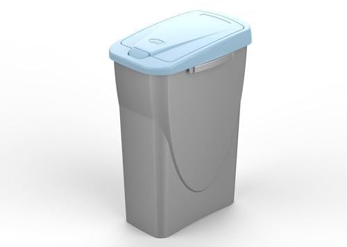 eacommerce Cubo de basura cubo contenedor para recogida diferenciada de plástico modular con tapa (25 litros, azul)
