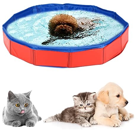 Piscina plegable para perros, piscina para perros y gatos, piscina antideslizante de PVC con válvula de drenaje de agua para perros y gatos, bañera para mascotas pequeñas (30 x 10 cm)