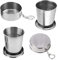 HXHWKEN 2Pcs Tazza Pieghevole in Acciaio Inossidabile Bicchiere da Viaggio Telescopico in Acciaio Inox Coppa In Metallo Da Campeggio Portatile Con Portachiavi per Esterno, 250ml