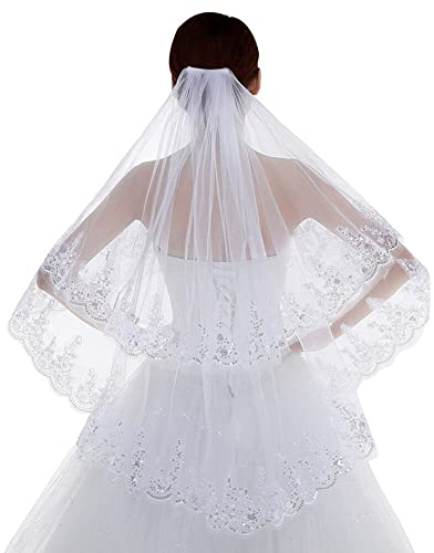 LICHENGTAI Brautschleier Braut Kapelle Schleier Elegant Braut Tüll Hochzeitsschleier Hochzeit Kurzer Schleier für JGA Junggesellinnenabschied Hochzeit Zubehör Schleier