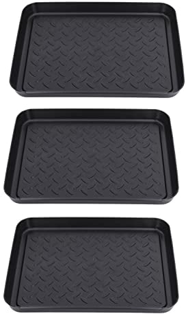 HERCHR Set of 3 Shoe Drip Trays,Multi Purpose Boot Tray for Rain Winter Boots All Weather Drying Dog Water Mat 13.78x10.83x1.18in for Outdoor Floor Protection