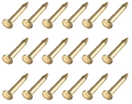 METALLIXITY Piccoli Chiodi (1.2x8mm) 500pz, Carbonio Acciaio Piccoli Ferramenta Chiodi - per Famiglia Lavorazione Legno, Ottone Tono