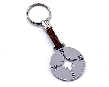 Claro Schmuck Schlüsselanhänger Komapass Schlüsselring aus Metall Stärke 2 mm, Band aus Kunstleder, Gesamtlänge ca. 98 mm