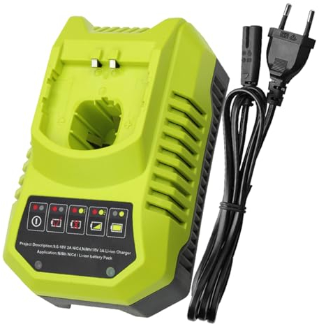 FUNMALL BCL14181H Chargeur de Remplacement 3A pour Ryobi 9.6V-18V Lithium-Ionen & Ni-Mh Batterie pour Ryobi P108 P107 P105 P104 P103 P102 P122 RB18L50 RB18L40 RB18L25 Chargeur
