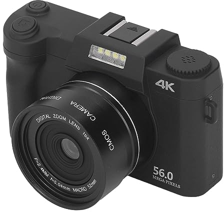 Caméra de Vlogging Youtube 4K, Zoom 16X, Appareil Photo Numérique Autofocus 56MP pour la Photographie, Appareil Photo Compact Portable pour la Photographie de Voyage, Vlogging