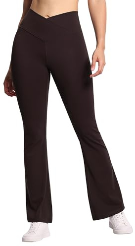 THE GYM PEOPLE Damen Flare Sport Leggings V-Cross Waist Bootcut Yogahose | Bauchkontrolle, High Waist, 4-Wege-Stretch, Slim Fit, Feuchtigkeitsableitend, Schlaghose für Tanz Fitness Arbeit Freizeit