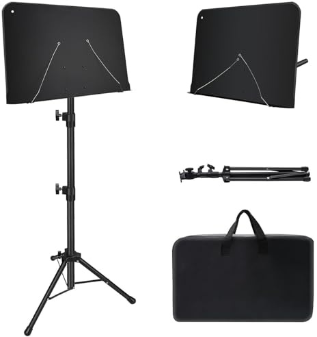 Sheet Music Stand, 1/2/3 Pack Adjustable Music Stand for Sheet Music, Music Sheet Stand Portable Folding with Carry bag Clip Holder for Guitar, Ukulele, Violin Players(Standard Version, 1 Pack)