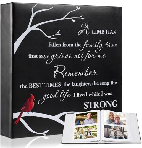 ReliThick Cardinal Funeral Photo Album 4 x 6 Inch 200 Blank Pages Memorial Leather Memory Album Scrapbook for Memorial Service Celebration of Life Decor in Loving Party Supply(Remember the Best Times)