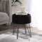 OHS Black Footstool Round Teddy Fleece Boucle, Stool with Storage Hairpin Legs Vanity Chairs Dressing Room Stool Bedroom Living Room Decorative Padded Pouffe Footstools