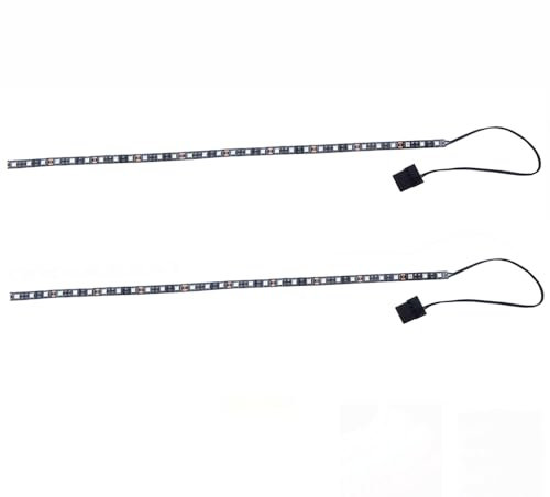 Vrabocry LED Streifen Gelb Computer Beleuchtung Molex-Anschluss, 2 Stück 50cm LED-Leiste für PC-Gehäuse-Beleuchtungsset