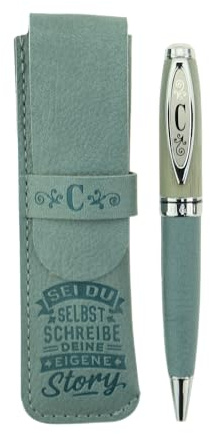 History & Heraldry Bamboo Persönlicher und individueller Kuli Kugelschreiber Stift mit Namen und Spruch Personalisiertes Etui Monogramm-Design persönliches Geschenk (Kuli C)