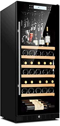 Suuim Refrigerador para vinos de 20con polea - Refrigerador para vinos con compresor sin Escarcha Incorporado o Independiente para 48 Botellas Funcionamiento silencioso/Panel de Control táctil