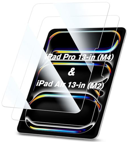 FINTIE Lot de 2 Verre Trempé pour iPad Pro 13 Pouces 2024 (M4) / iPad Air 13 Pouces 2024, Film de Protection Écran HD Clair Transparent, Dureté 9H, Anti-rayure et Anti-empreintes Digitales