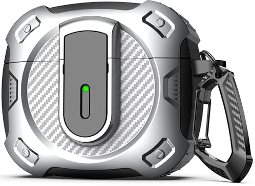 RFUNGUANGO Compatible with AirPods 3 Case with Cleaner Kit, 2024 New Space-themed Military Hard Shell Protective Armor with Lock Compatible with AirPod Gen 3 Charging Case 2021,Cosmos-Silver