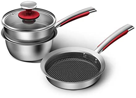 GLETSF Cookware Set 16Cm Breakfast Pot For Kitchen Frying Pan Milk Pan Stainless Steel Non Stick Cookware Set (Color : A, Size Yellow