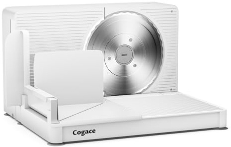 Foldable Meat Slicer, Electric Food Slicer with RSG 6.7 Stainless Steel Blade, Child Lock Protection, 0-20mm Adjustable Thickness, Food Slicer Machine for Meat Cheese Bread Fruits and Vegetables