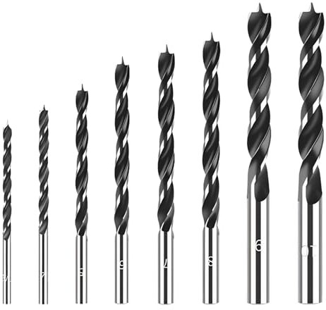8Pcs Woodworking Drill Bit Set, Three Point Countersink Chamfer Drill Bits, Smooth Finish Drill Bits For Cabinet Making Furniture Building Woodworking Projects Home Renovation Drilling Pilot Holes (A)