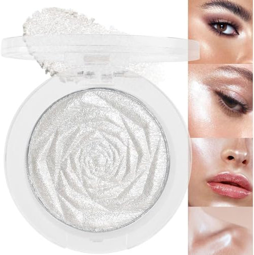 Lilbitty 1 Stück Weißer Glitzer Highlighter, Schimmernder Make-up Highlighter für Gesicht und Körper, Diamant Glow Puder für Wangen, Augen und Nase, Langanhaltendes und Make-up für Glänzende Looks