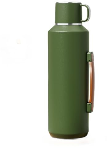 Simcat 1500ml Thermoskanne Thermosflasche 316 Edelstahl, Edelstahl Trinkflasche (hält 24 Stunden), Thermobecher, Isolierbecher, Isolierflasche mit Becher,Separater Teekammer (Grün, 1500 ml)