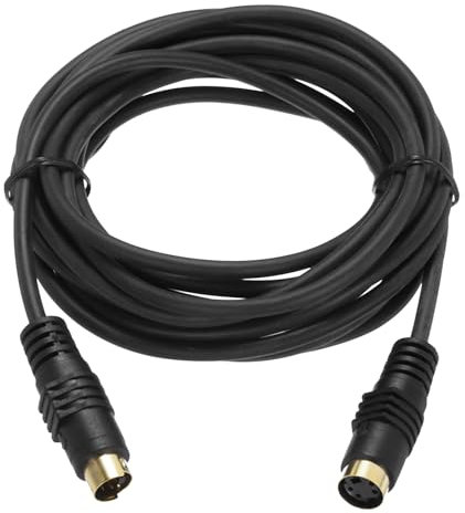 sourcing map S Video Cable 10ft, Mini DIN 4 Pin S-Video Cable Male to Female Gold Plated Connector Transfer for TV Receiver Monitor S-VHS VCR DVD