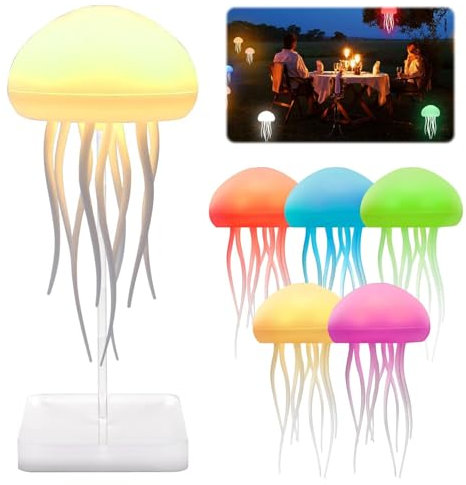 DAZZTIME Quallenlampe,LED Quallen Lampe,Jellyfish Lamp,Nachttischlampe,Stimmungslichter,Tragbare Quallen Lampe,Quallen Nachtlicht,Schwebende Quallen Lampe,für Dekorative Atmosphärenbeleuchtung