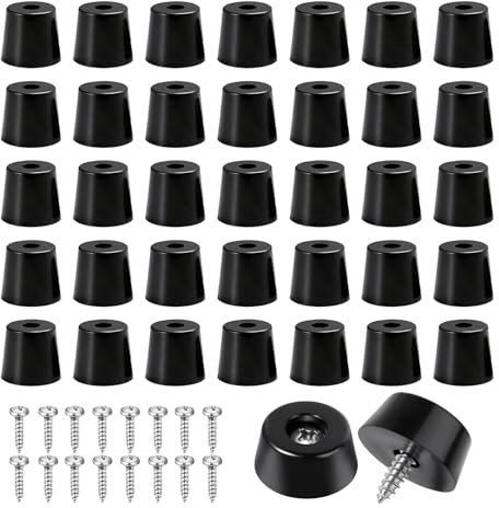 chenyu 60 Piezas Tacos de Goma con Tornillos Antideslizante a Prueba de Humedad y Que Aumenta la Altura Patas de Goma Negras para Tabla Adecuado para Tabla de Cortar Mesa Sofá y Silla