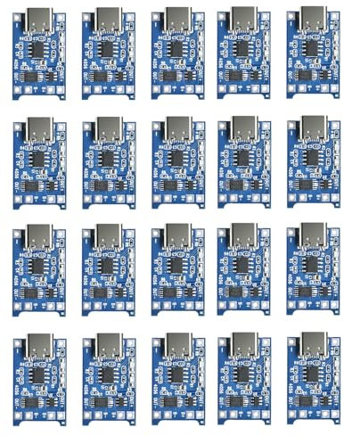Aideepen 20pcs TC4056 Type-C USB-C Input Interface USB 5V 1A 18650 LiIon Lithium Charging Board Charger Module with Dual Protection Functions (en Anglais)