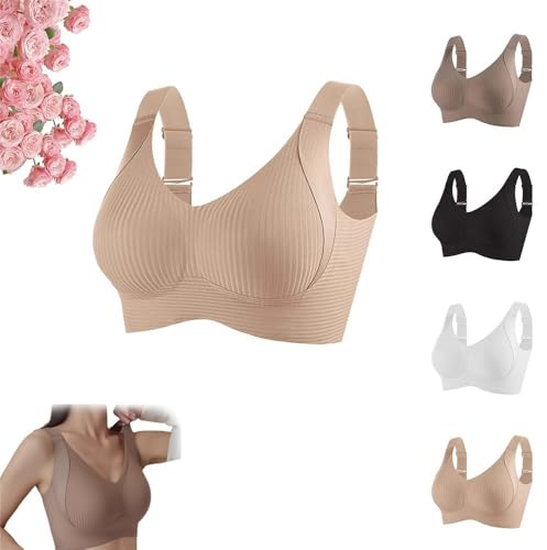 MGHN Expectation Bra, Wire-Free Non-marking Skin-Friendly Push-Up Bra, Anti Sagging Lush Fit Breasts Bras for Women(Skin,L)