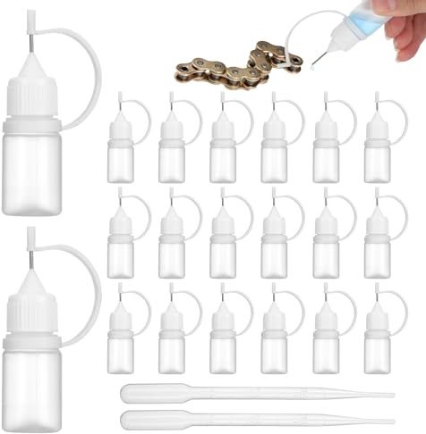 Kigift 20 Stück Nadelflasche, 5 ml Dosierflasche, Applikator Flasche | DIY Nadelspitze Kleber Flasche Applikator mit 2 Trichtern für Befüllen, Auspressen und Sprühen Geeignet