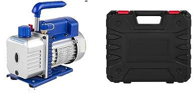Pompa per vuoto, 1.8-4.8CFM Kit pompa for vuoto refrigerante Refrigerazione HVAC 1/3 1/4 con manometro for aria condizionata domestica(4CFM 1-3HP)