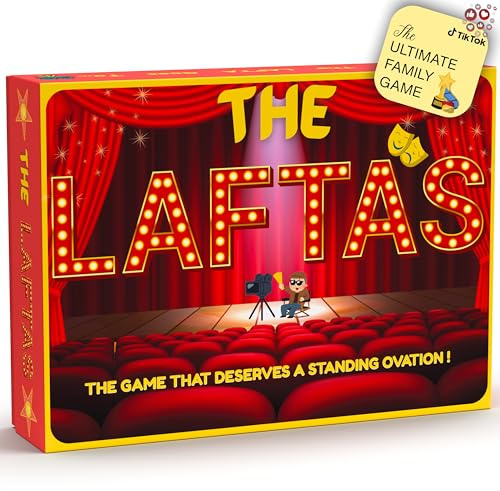 The Laftas - Hilarious Party Card Game of Silly Sound Effects, Dramatic Accents or Emotions & Movie Charades | Family Fun for Kids, Teens & Adults | Lights, Camera... Laughter! | Ages 8+ | 3+ Players