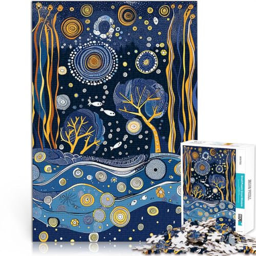 1000-Teile-Puzzle für Teenager Stressabbau-Spielzeug Ozean Gustav Klimt Stil Wanddekoration Einzigartige Geburtstags- und Weihnachtsgeschenke38x26cm