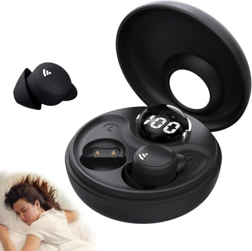 sunvito Auriculares para Dormir, Mini Auriculares inalámbricos Bluetooth 5.3 Auriculare para Dormir, Auriculare Invisibles con Pantalla de alimentación para Ejercicio, Trabajo, Senderismo (Negro)