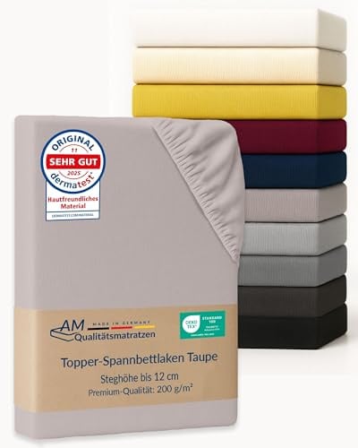 AM Qualitätsmatratzen Premium Spannbettlaken 300x200cm Topper (200gsm) in Sisal - Made in Germany - Oeko TEX zertifiziertes Topper Spannbettlaken 300x200 - Jersey Spannbettuch - Fitted Sheets