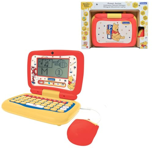 Lexibook, Winnie Puuh Lerncomputer für Kinder, JC398WTPi1LXB | Englisch/Französisch, 40 Aktivitäten, Silben- und Spielmethode, 3 animierte Geschichten, realistische Tastatur und Maus
