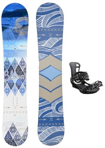 FTWO Set Damen Snowboard Bloom Ink Blau 147cm mit Sonic Bindung M Sale