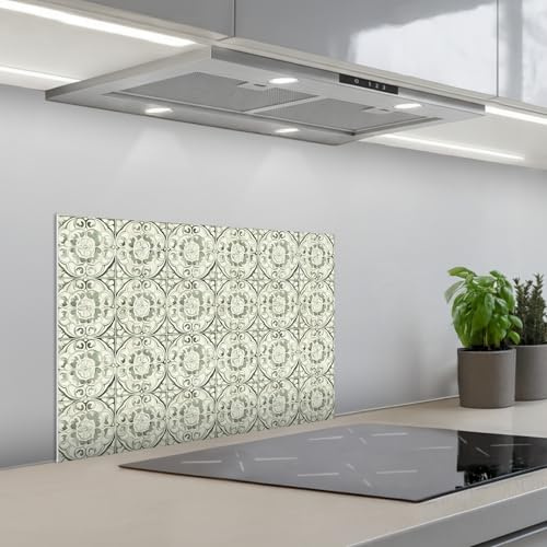 KitchenYeah© Paraschizzi Cucina Adesivo Pannello Parete Paraspruzzi - Verde | 40x60 cm - Rivestimento Ornamento riccio - Piastrella