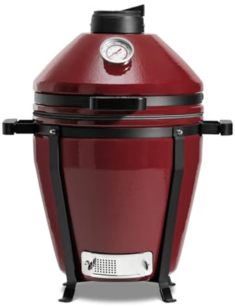 Kamado Bono EVO Minimo 41 cm Keramikgrill, Royal Red | Kompakt, Grillrost Ø 34 cm, 2-Ebenen GrillMax-System, inkl. Zubehör