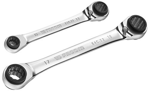 Facom 64C.J2 Metric Quatro Ratchet Spanner Set, 2 Pieces